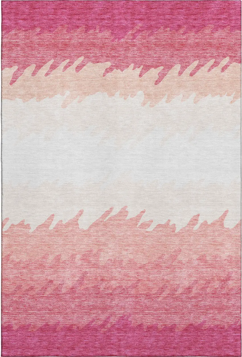 Blush And Ivory Striped Washable Area Rug With UV Protection Photo 5