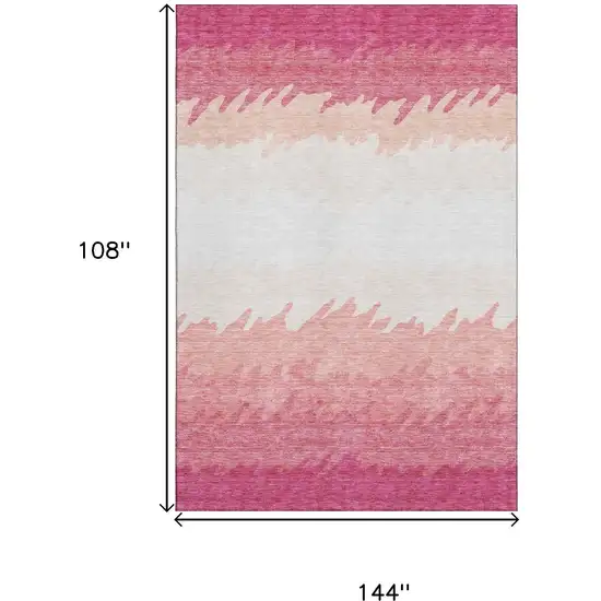 Blush And Ivory Striped Washable Area Rug With UV Protection Photo 3