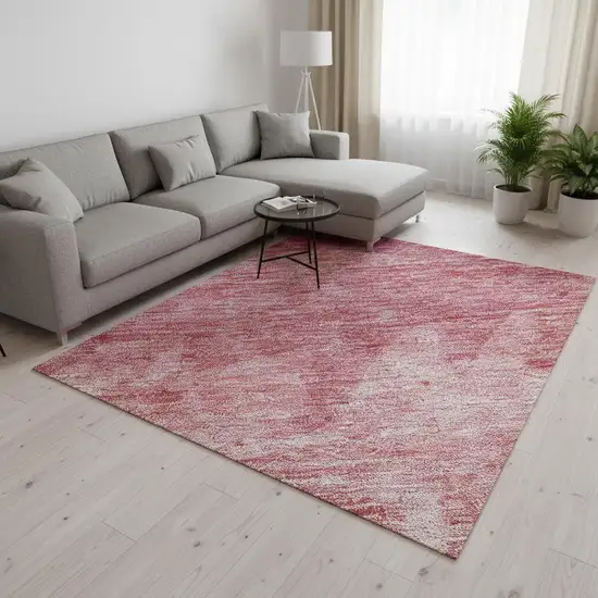 Blush And Ivory Striped Washable Area Rug With UV Protection Photo 2
