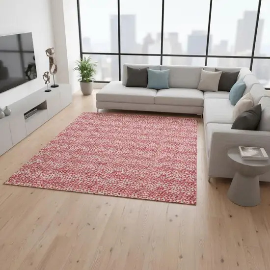 Blush And Ivory Striped Washable Area Rug With UV Protection Photo 2