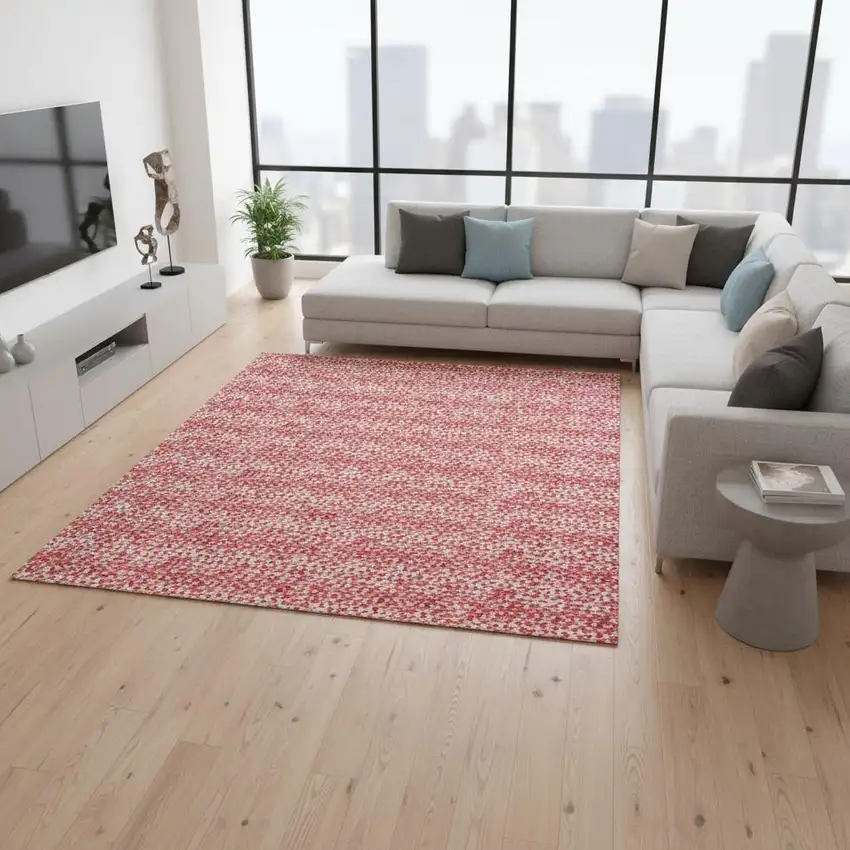 Blush And Ivory Striped Washable Area Rug With UV Protection Photo 2