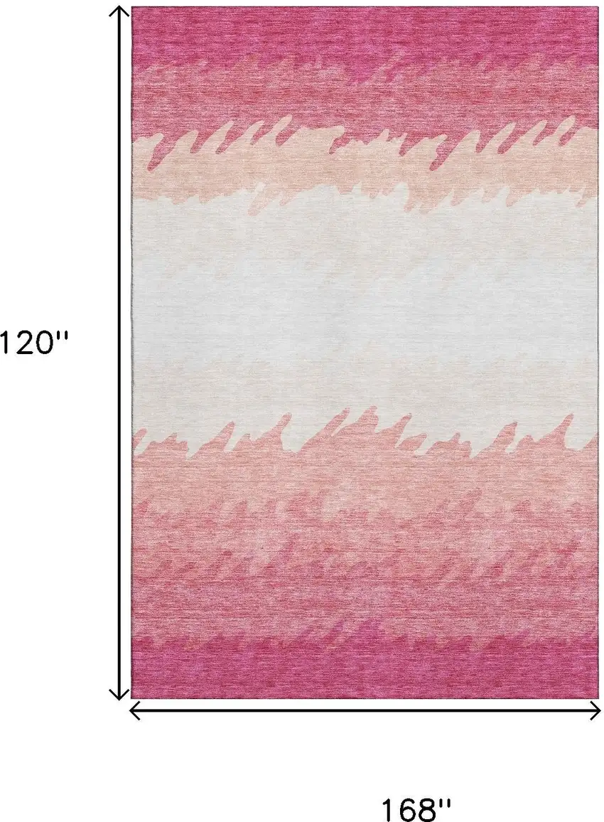 Blush And Ivory Striped Washable Area Rug With UV Protection Photo 3