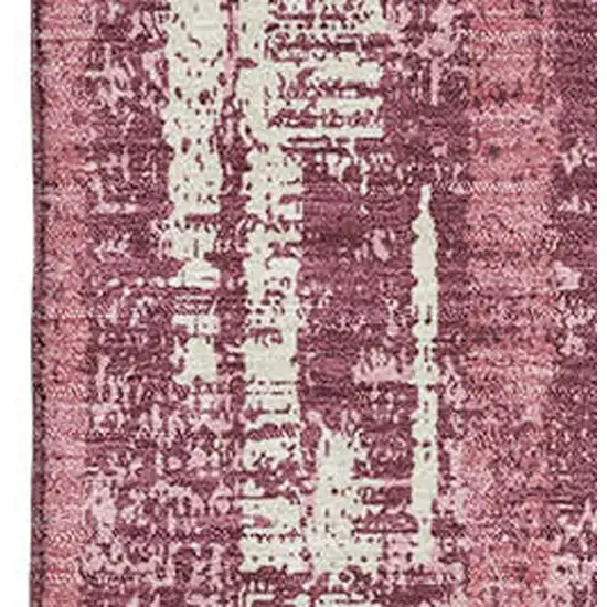 Blush And Ivory Striped Washable Area Rug With UV Protection Photo 4