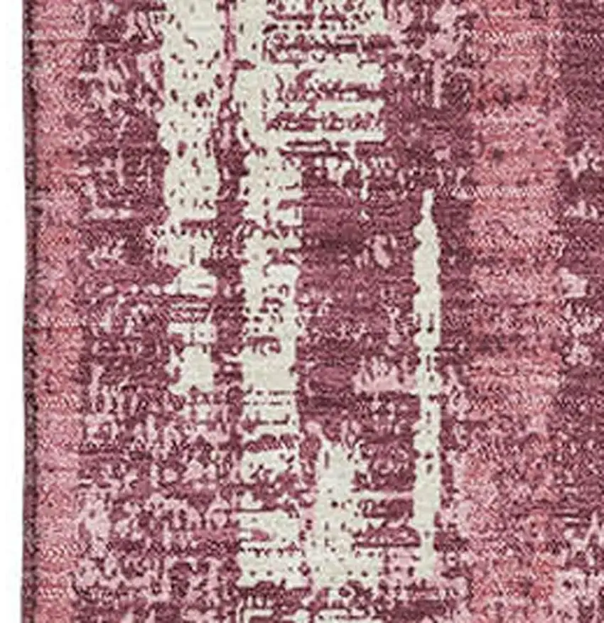 Blush And Ivory Striped Washable Area Rug With UV Protection Photo 4