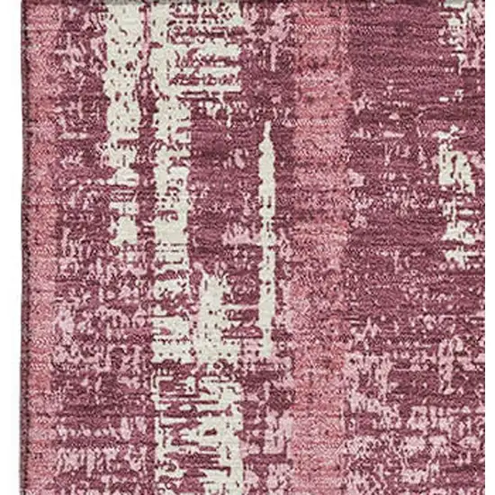 Blush And Ivory Striped Washable Area Rug With UV Protection Photo 5