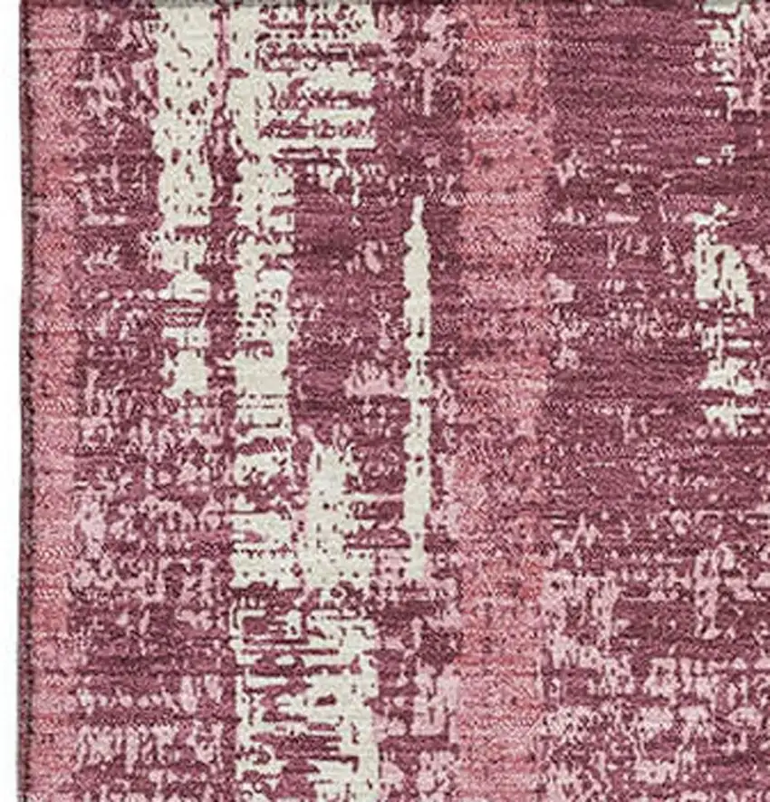 Blush And Ivory Striped Washable Area Rug With UV Protection Photo 5