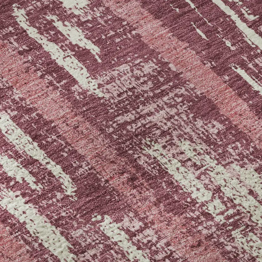 Blush And Ivory Striped Washable Area Rug With UV Protection Photo 7