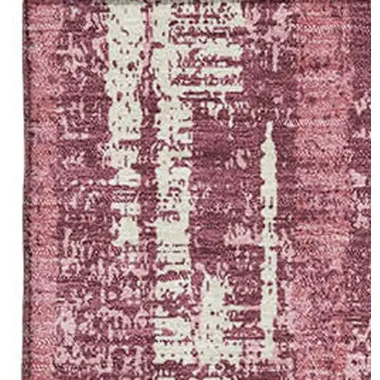 Blush And Ivory Striped Washable Area Rug With UV Protection Photo 3