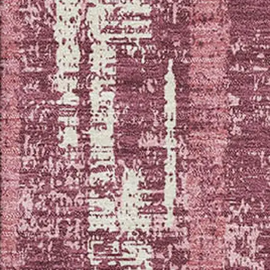 Blush And Ivory Striped Washable Area Rug With UV Protection Photo 3