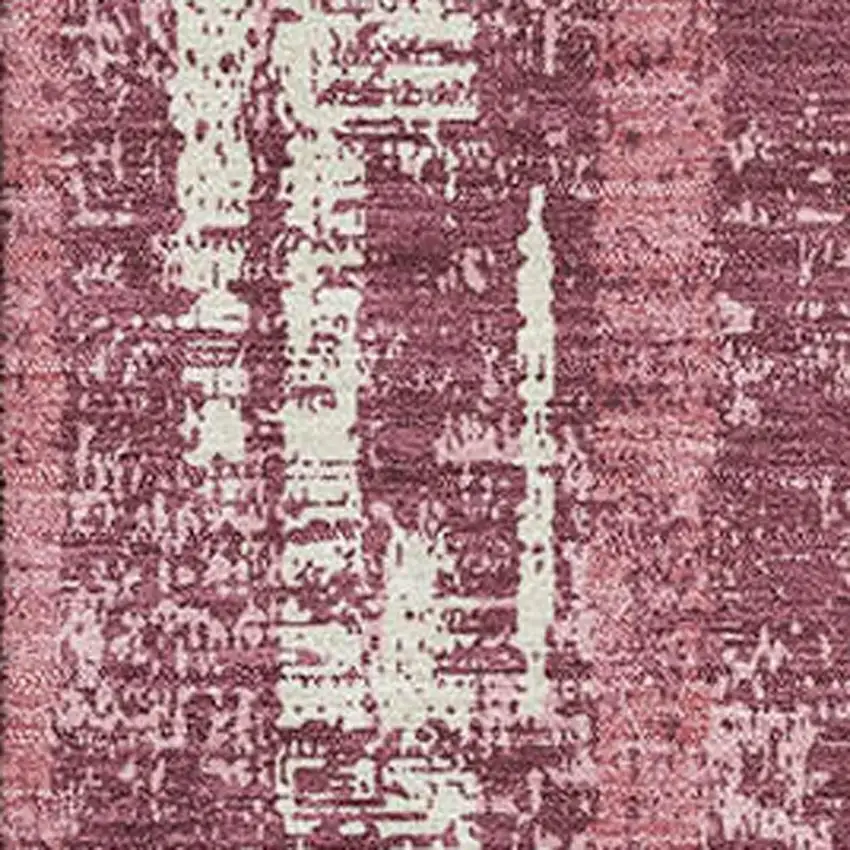 Blush And Ivory Striped Washable Area Rug With UV Protection Photo 3