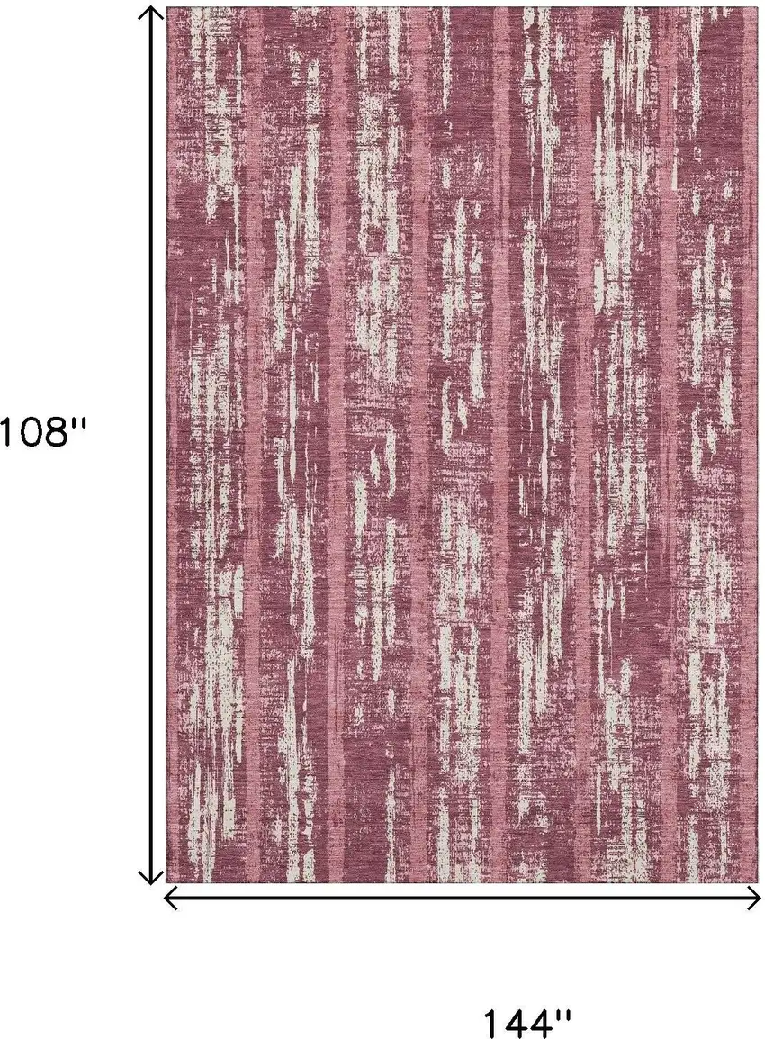 Blush And Ivory Striped Washable Area Rug With UV Protection Photo 9