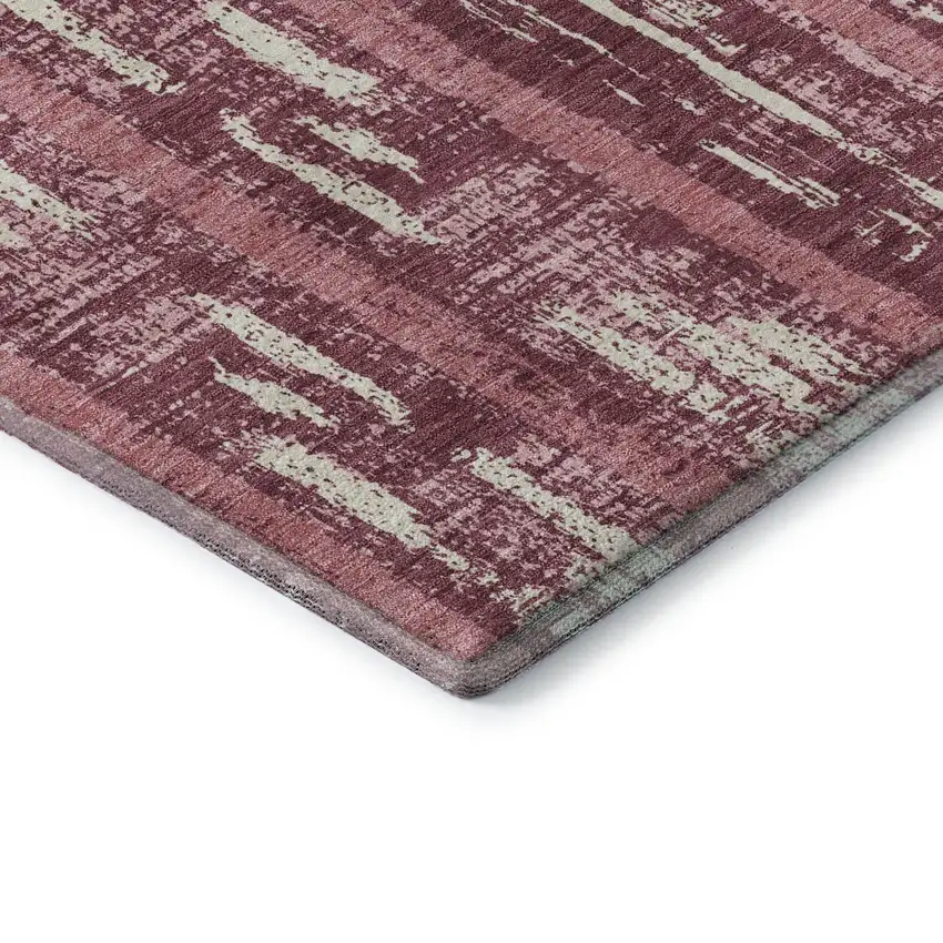 Blush And Ivory Striped Washable Area Rug With UV Protection Photo 5