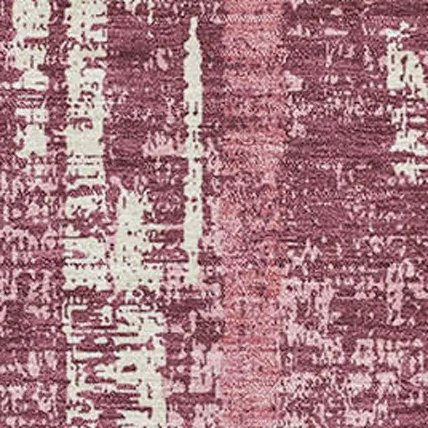 Blush And Ivory Striped Washable Area Rug With UV Protection Photo 3