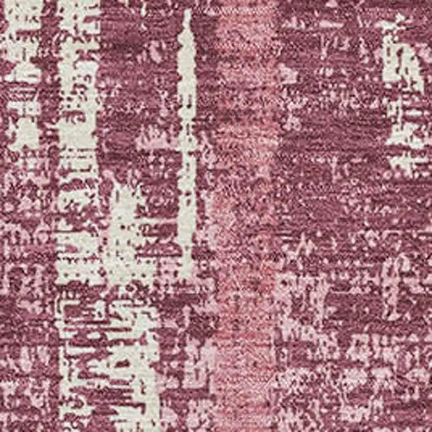 Blush And Ivory Striped Washable Area Rug With UV Protection Photo 3