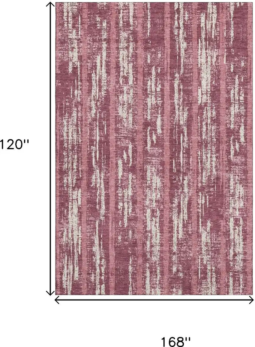 Blush And Ivory Striped Washable Area Rug With UV Protection Photo 7