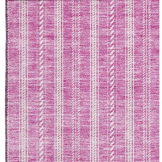 Blush And Ivory Striped Washable Area Rug With UV Protection Photo 3