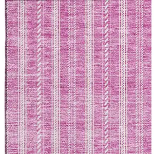 Photo of Blush And Ivory Striped Washable Area Rug With UV Protection