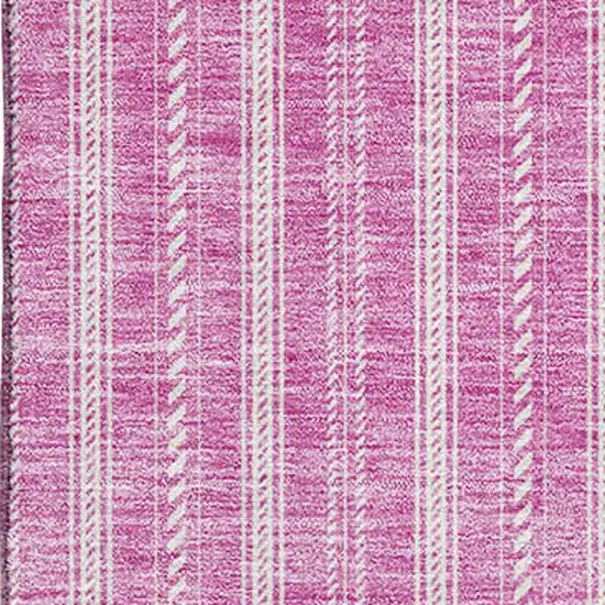 Blush And Ivory Striped Washable Area Rug With UV Protection Photo 2