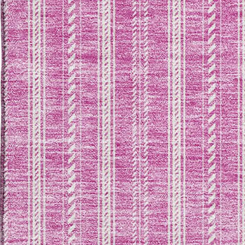 Blush And Ivory Striped Washable Area Rug With UV Protection Photo 2