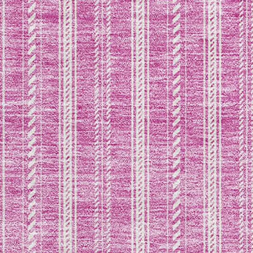 Blush And Ivory Striped Washable Area Rug With UV Protection Photo 2