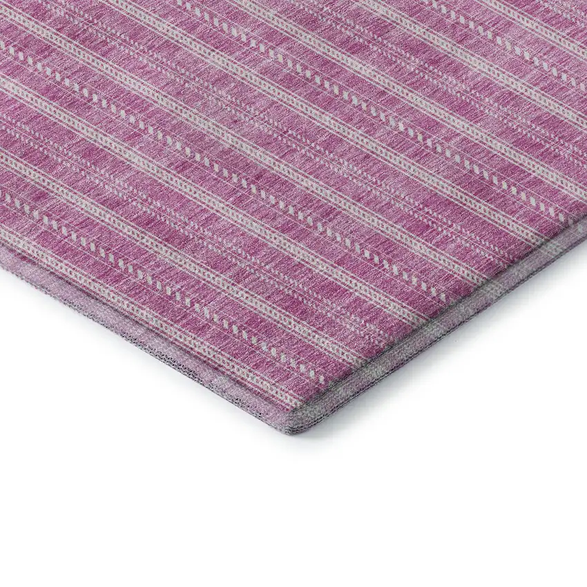 Blush And Ivory Striped Washable Area Rug With UV Protection Photo 7