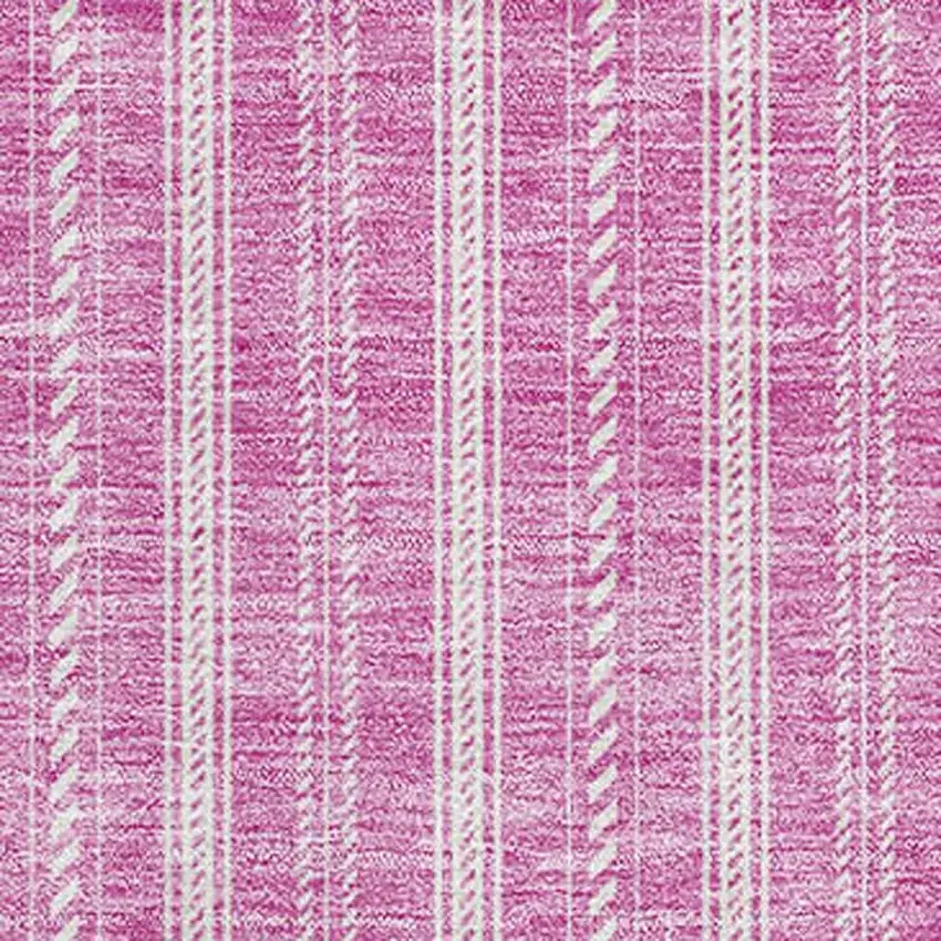 Blush And Ivory Striped Washable Area Rug With UV Protection Photo 2