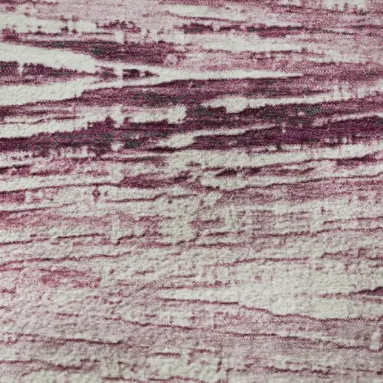 Blush And Ivory Striped Washable Area Rug With UV Protection Photo 1