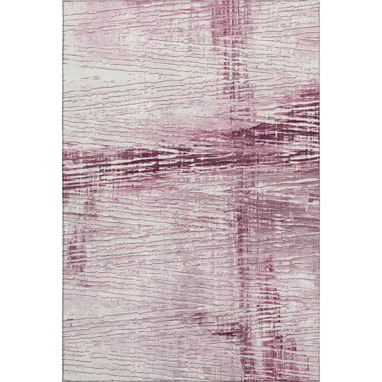 Blush And Ivory Striped Washable Area Rug With UV Protection Photo 7