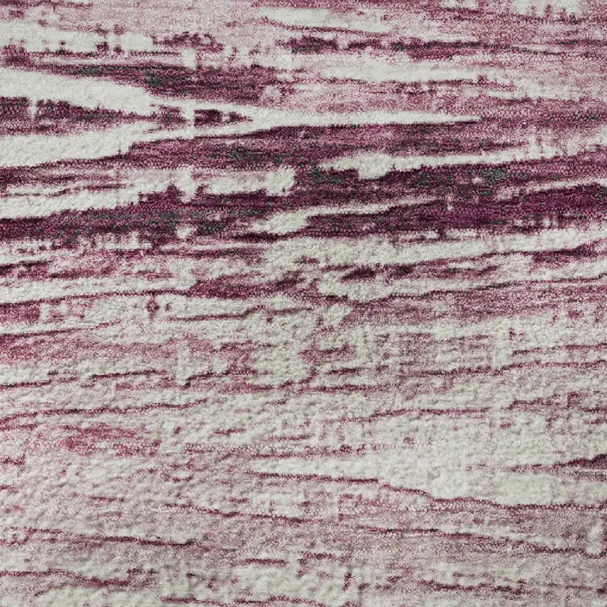 Blush And Ivory Striped Washable Area Rug With UV Protection Photo 3