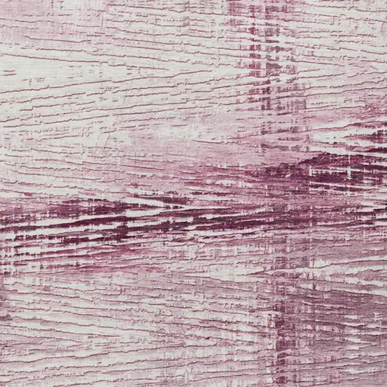 Blush And Ivory Striped Washable Indoor Outdoor Area Rug Photo 1