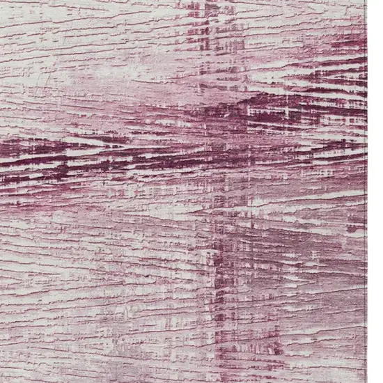 Blush And Ivory Striped Washable Indoor Outdoor Area Rug Photo 1