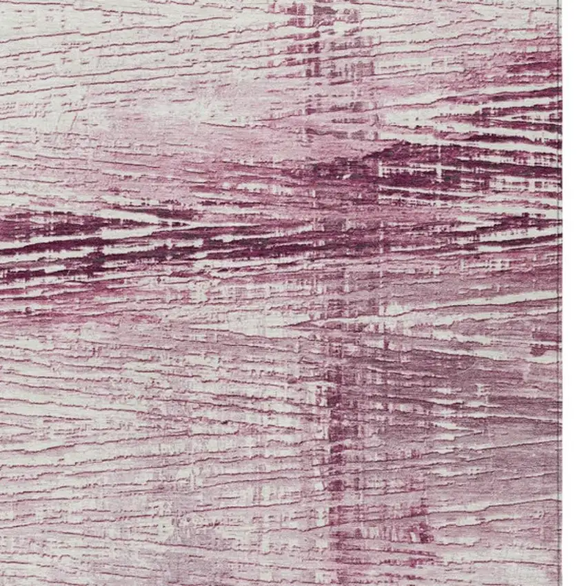 Blush And Ivory Striped Washable Indoor Outdoor Area Rug Photo 1