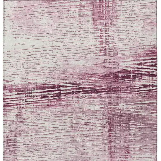 Blush And Ivory Striped Washable Indoor Outdoor Area Rug Photo 1