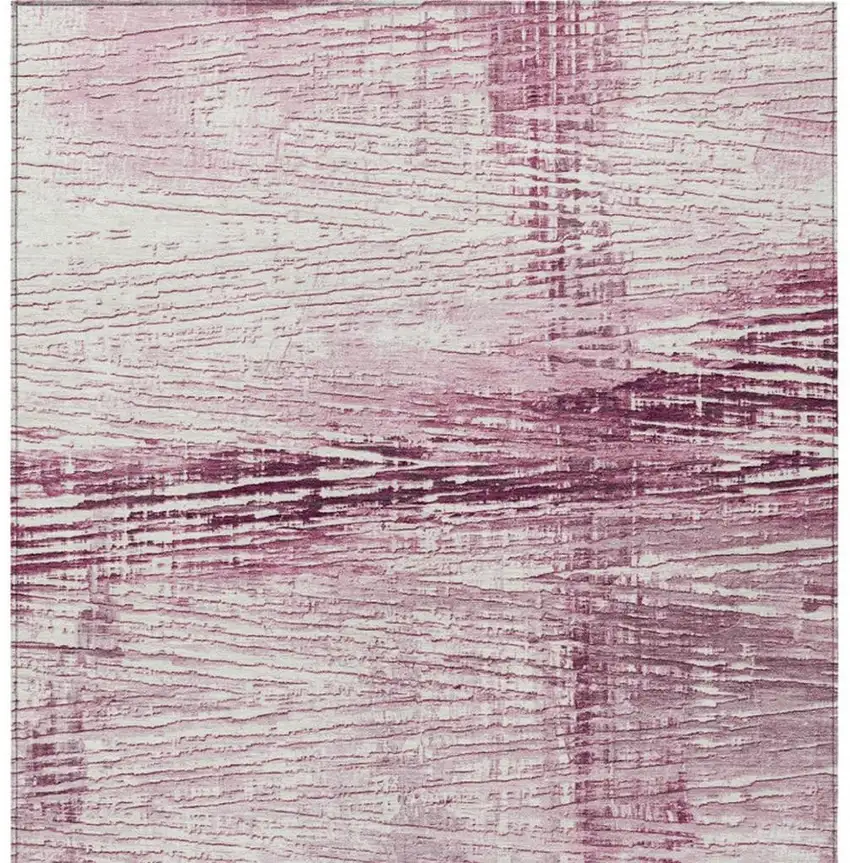 Blush And Ivory Striped Washable Indoor Outdoor Area Rug Photo 1