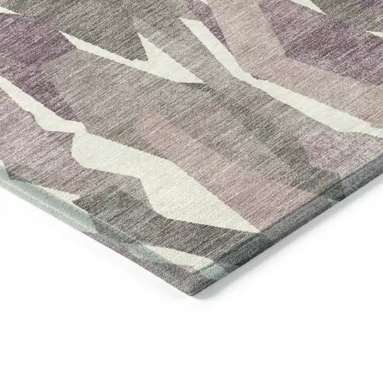 Blush And Ivory Striped Washable Indoor Outdoor Area Rug Photo 5