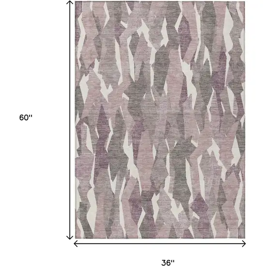 Blush And Ivory Striped Washable Indoor Outdoor Area Rug Photo 3