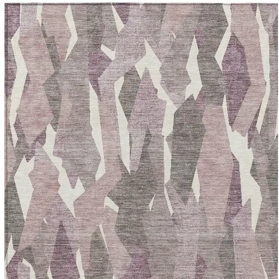 Blush And Ivory Striped Washable Indoor Outdoor Area Rug Photo 6