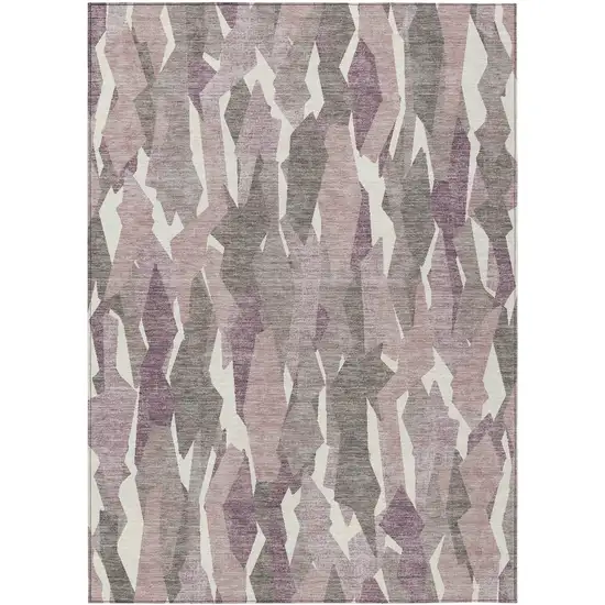 Blush And Ivory Striped Washable Indoor Outdoor Area Rug Photo 2