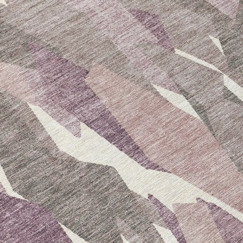 Blush And Ivory Striped Washable Indoor Outdoor Area Rug Photo 7