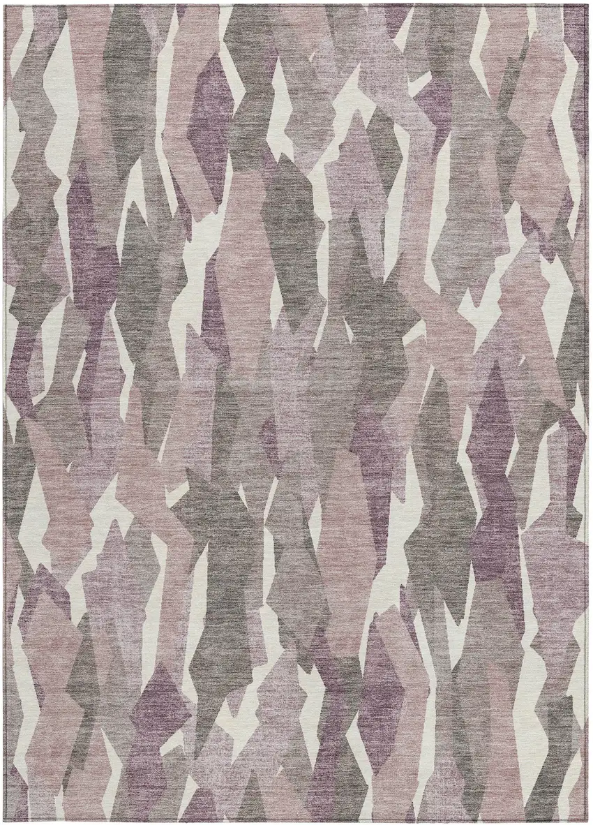 Blush And Ivory Striped Washable Indoor Outdoor Area Rug Photo 4