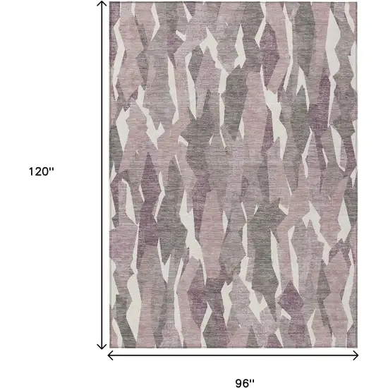 Blush And Ivory Striped Washable Indoor Outdoor Area Rug Photo 3