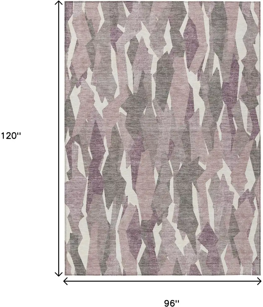 Blush And Ivory Striped Washable Indoor Outdoor Area Rug Photo 3