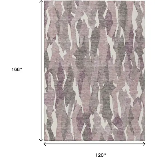 Blush And Ivory Striped Washable Indoor Outdoor Area Rug Photo 3