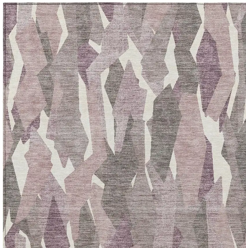 Blush And Ivory Striped Washable Indoor Outdoor Area Rug Photo 6