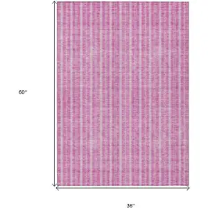 Photo of Blush And Ivory Striped Washable Indoor Outdoor Area Rug