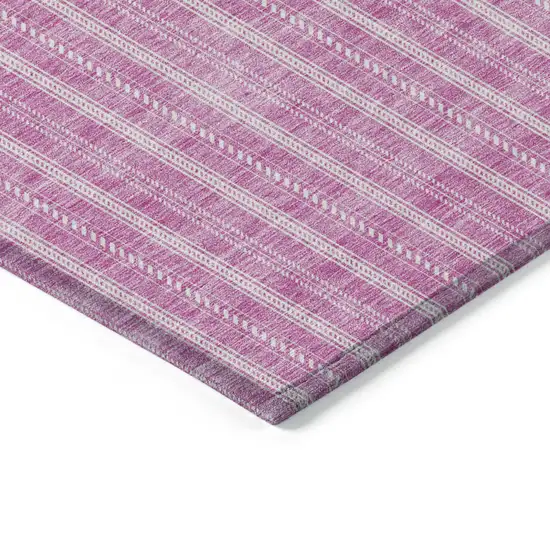 Blush And Ivory Striped Washable Indoor Outdoor Area Rug Photo 4