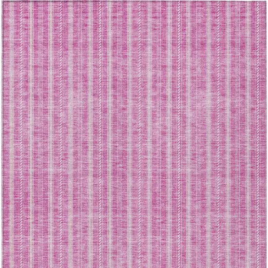 Blush And Ivory Striped Washable Indoor Outdoor Area Rug Photo 5