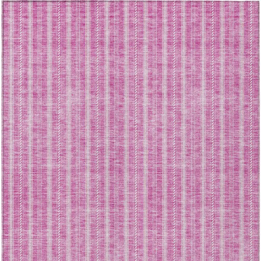 Blush And Ivory Striped Washable Indoor Outdoor Area Rug Photo 5