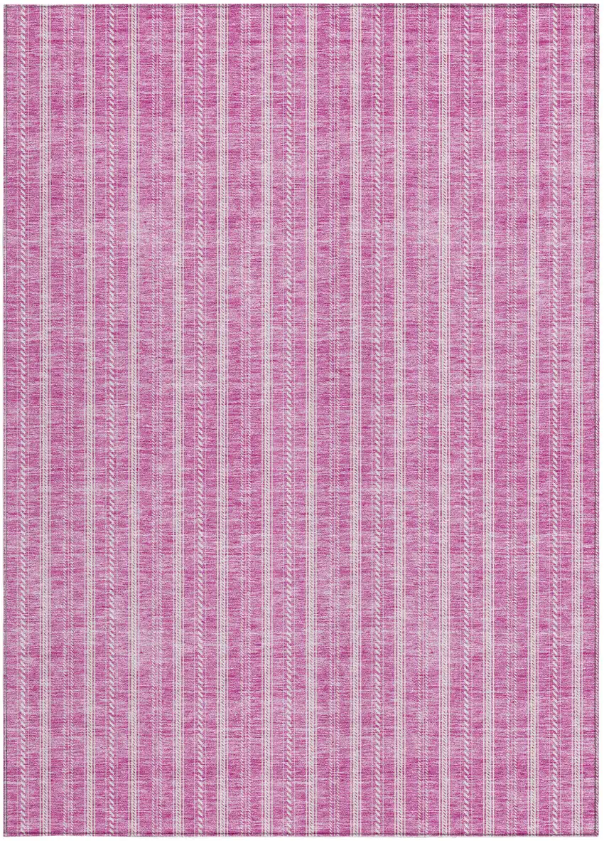 Blush And Ivory Striped Washable Indoor Outdoor Area Rug Photo 6