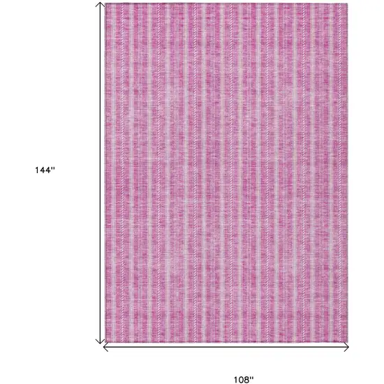 Blush And Ivory Striped Washable Indoor Outdoor Area Rug Photo 3